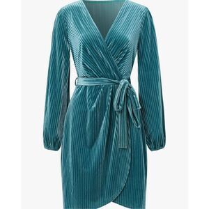 NEW Velvet Ribbed Wrap Dress Mini Dress XL NO BELT